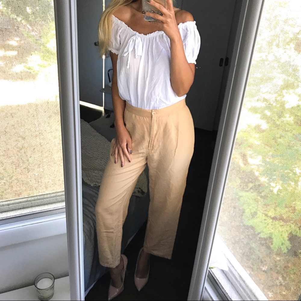 🐪 CAMEL LINEN WIDE LEG HIGH WAIST PANTS!